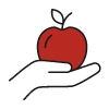 ikona jabłka trzymanego w dłoni